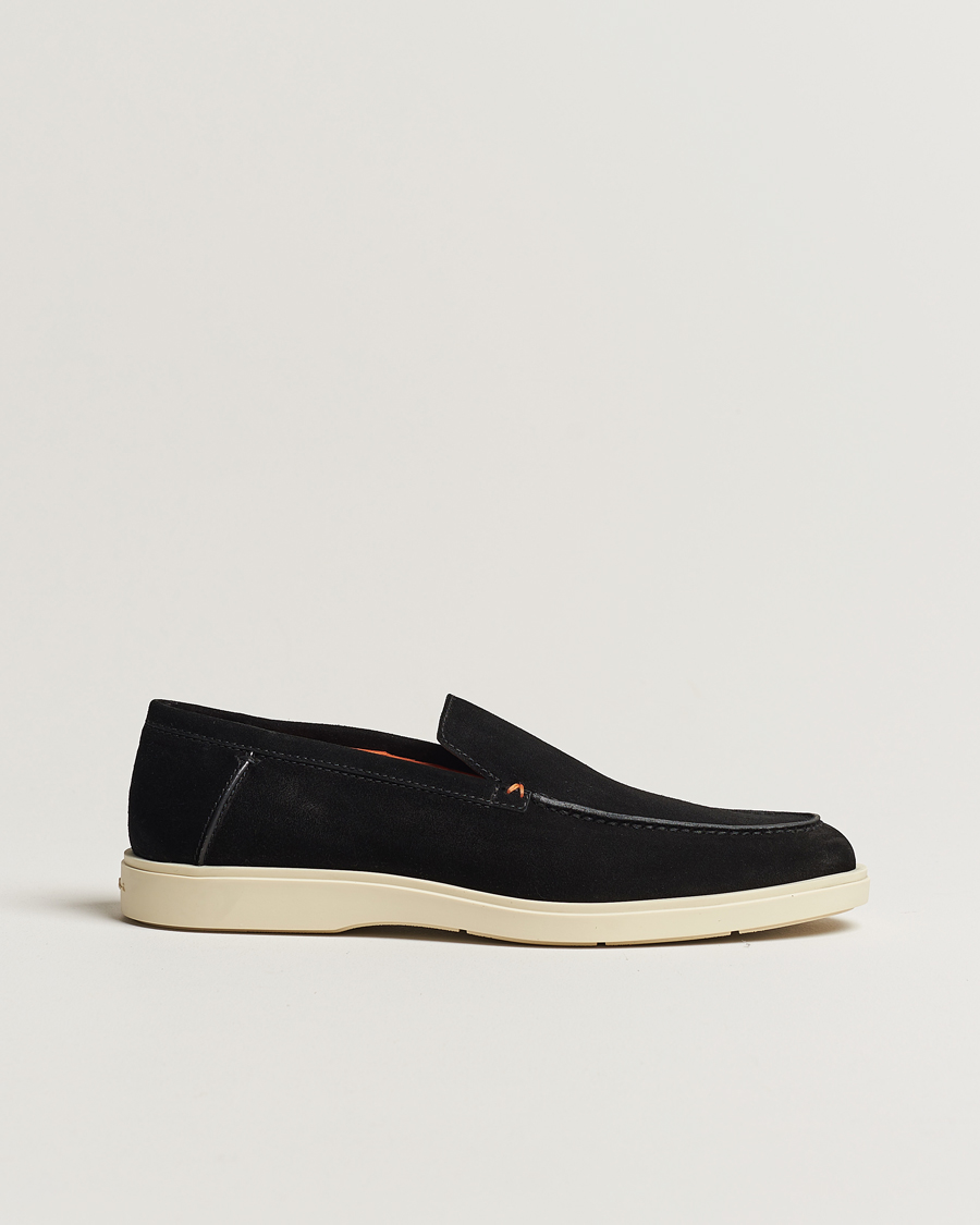 Herr | Santoni Summer Loafers Black Suede | Santoni | Summer Loafers Black Suede