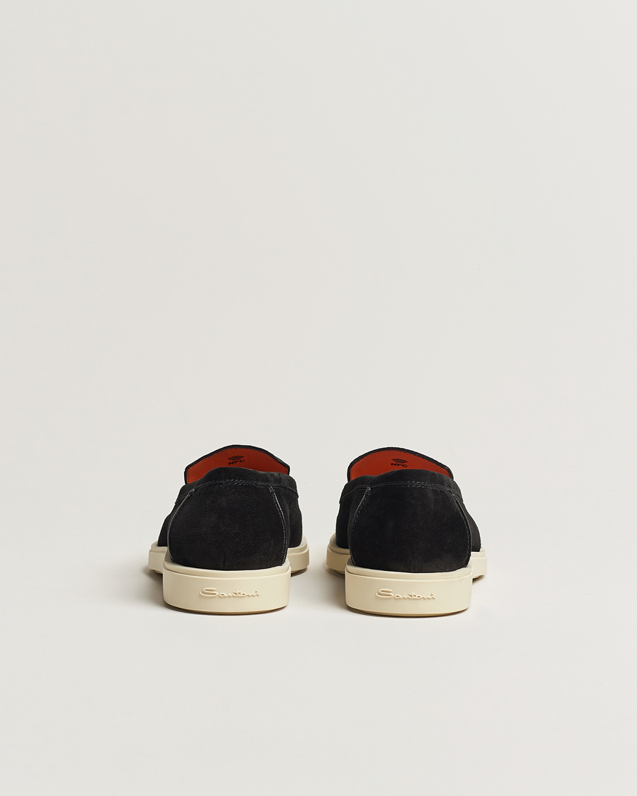 Herr | Santoni Summer Loafers Black Suede | Santoni | Summer Loafers Black Suede