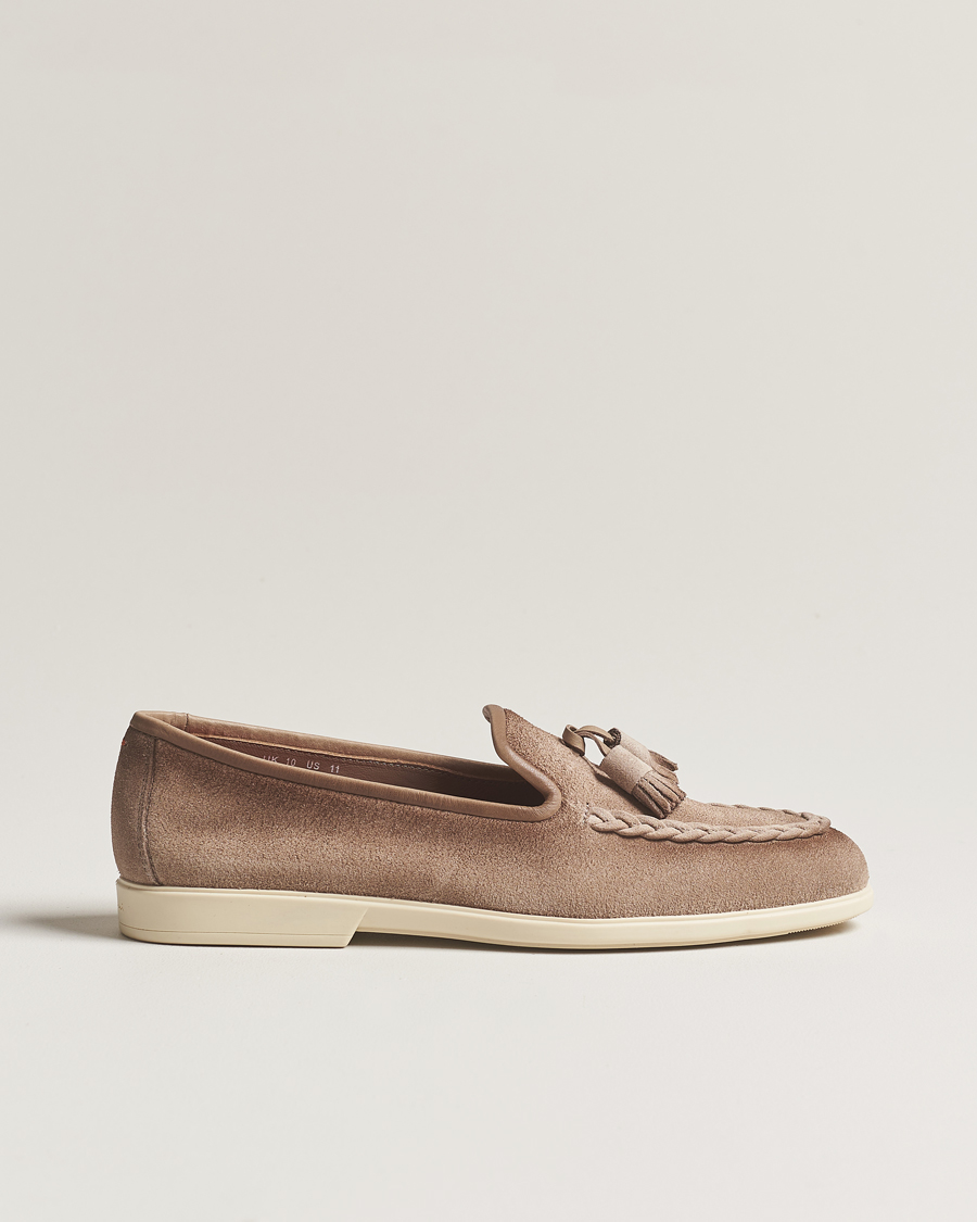 Herr | Santoni Summer Tassel Loafers Beige Suede | Santoni | Summer Tassel Loafers Beige Suede