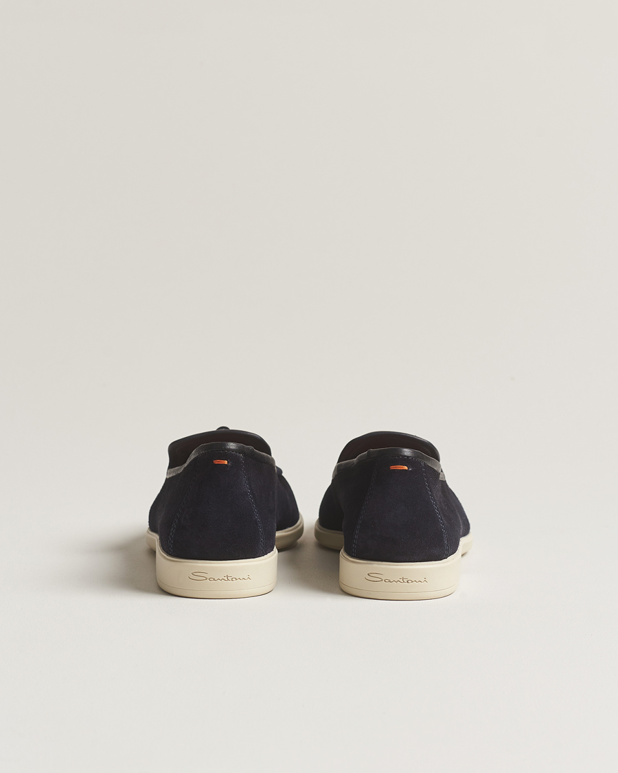 Herr | Santoni Summer Tassel Loafers Navy Suede | Santoni | Summer Tassel Loafers Navy Suede