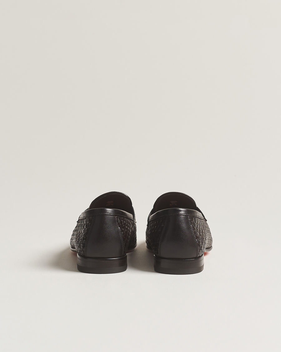 Herr | Santoni Braided Penny Loafers Dark Brown Calf | Santoni | Braided Penny Loafers Dark Brown Calf