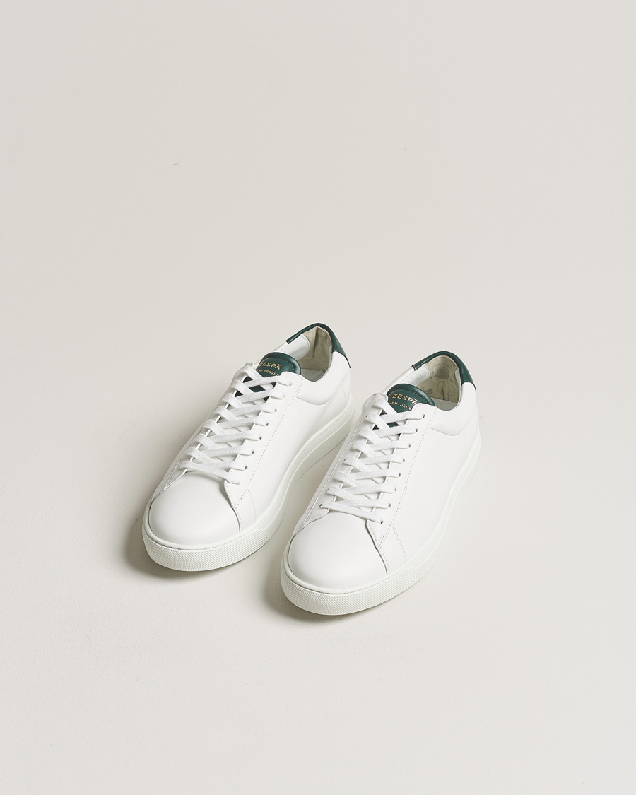 Herr | Avdelningar | Zespà | ZSP4 Nappa Leather Sneakers White/Dark Green