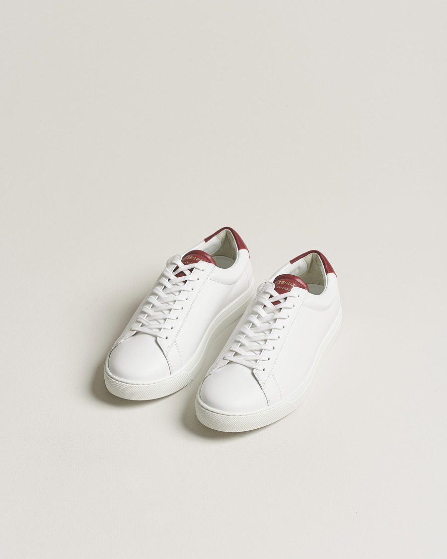 Herr | Zespà ZSP4 Nappa Leather Sneakers White/Wine | Zespà | ZSP4 Nappa Leather Sneakers White/Wine