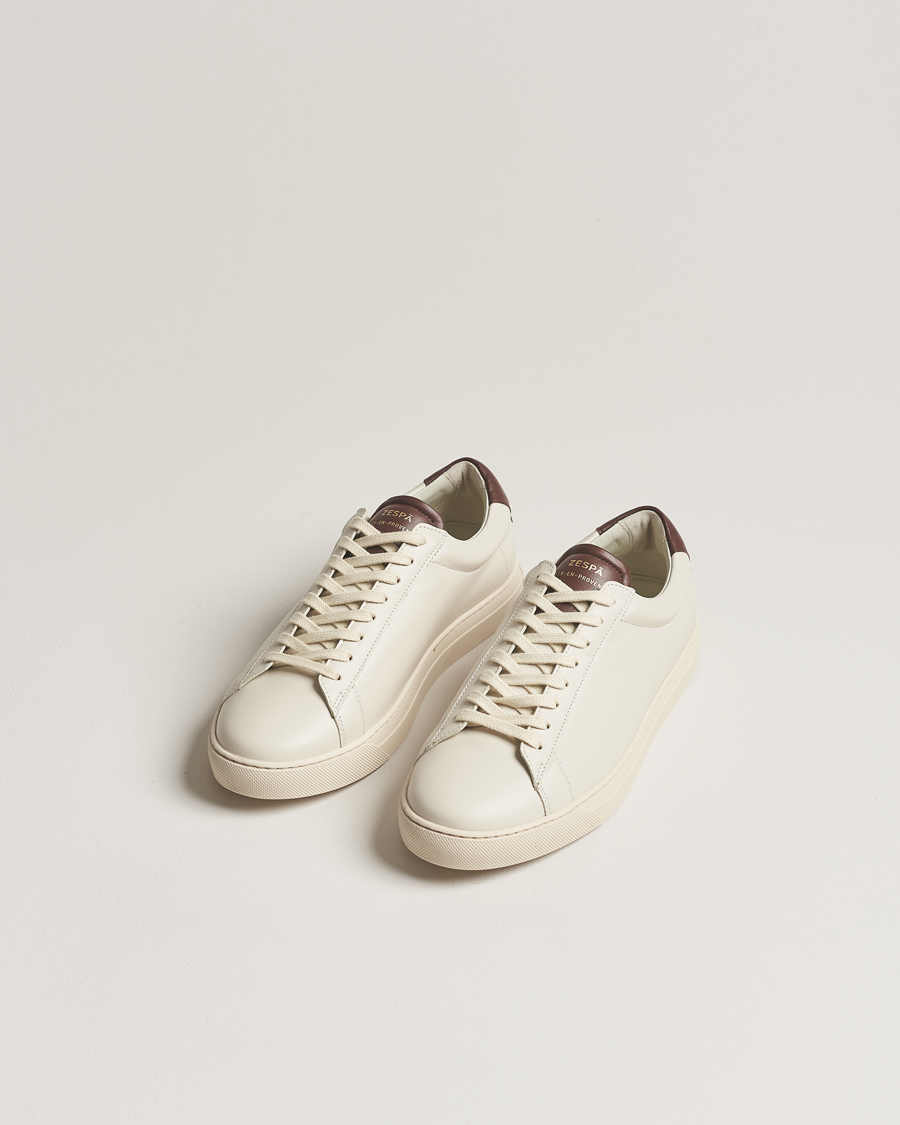 Herr | Sneakers | Zespà | ZSP4 Nappa Leather Sneakers Off White/Brown