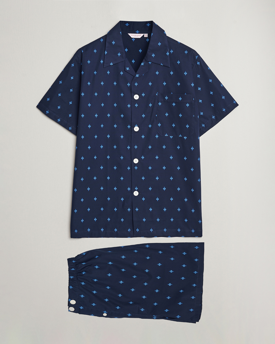 Herr | Pyjamas & Morgonrockar | Derek Rose | Shortie Printed Cotton Pyjama Set Navy