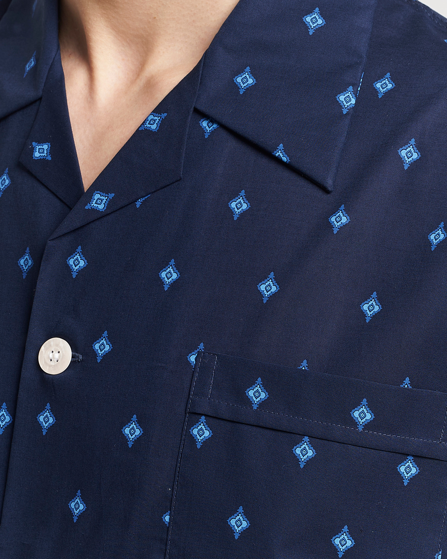 Herr | Pyjamas & Morgonrockar | Derek Rose | Shortie Printed Cotton Pyjama Set Navy