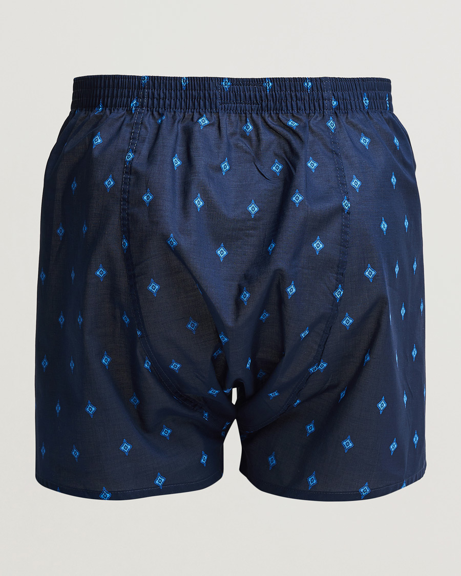 Herr | Best of British | Derek Rose | Classic Fit Woven Cotton Boxer Shorts Navy