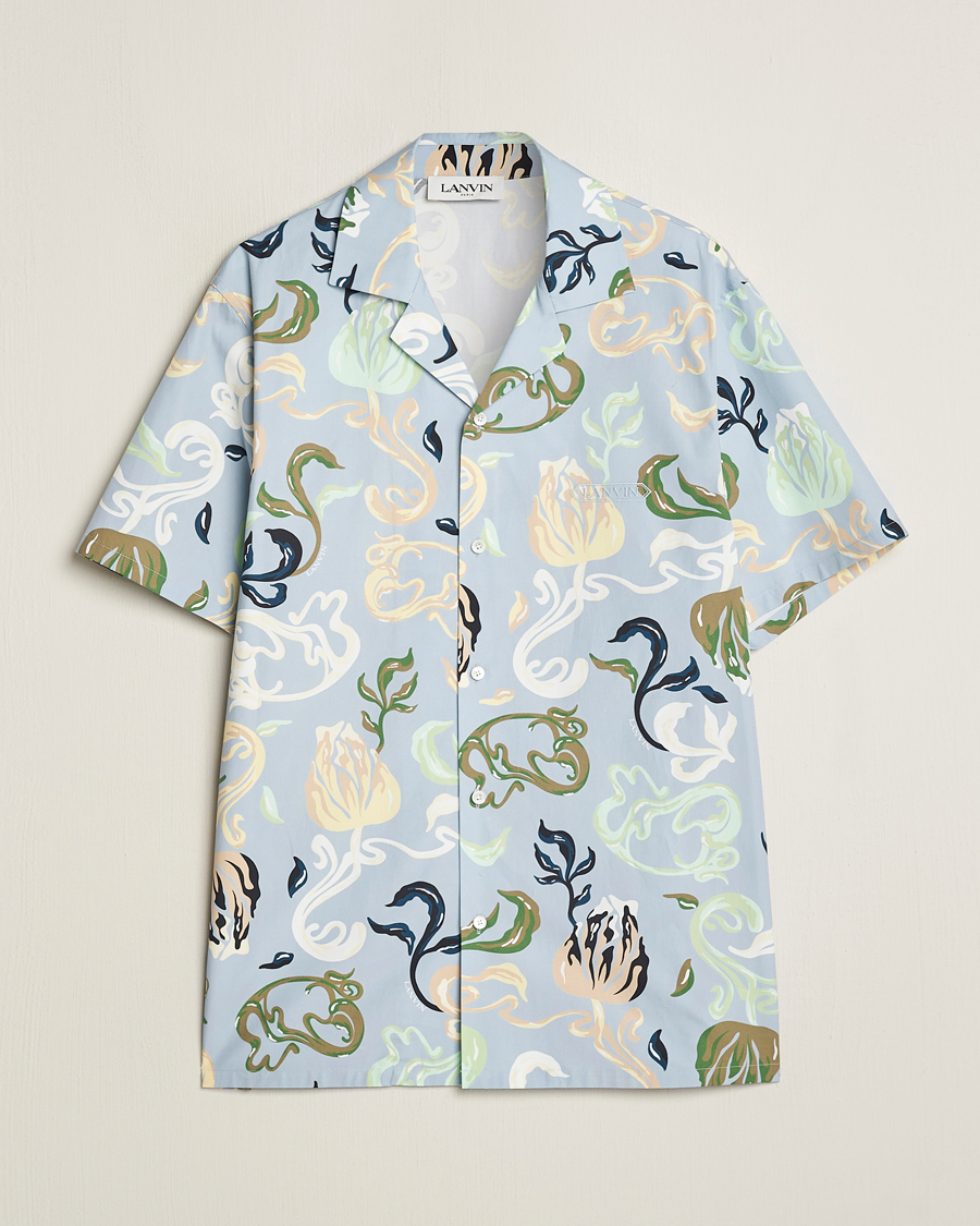 Herr | Skjortor | Lanvin | Printed Bowling Shirt Azur