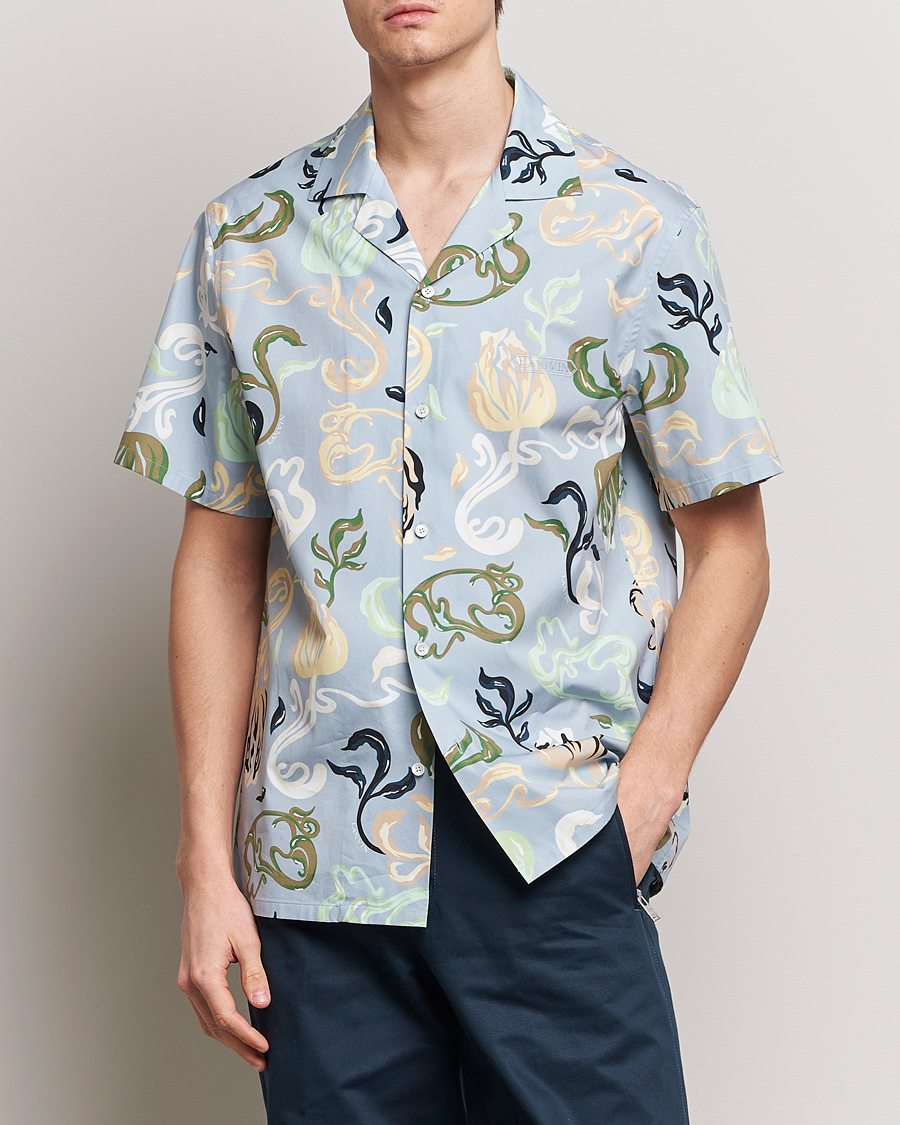 Herr | Kläder | Lanvin | Printed Bowling Shirt Azur