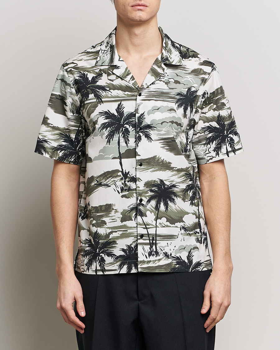 Herr | Casual | Moncler | Palm Printed Camp Shirt White/Olive