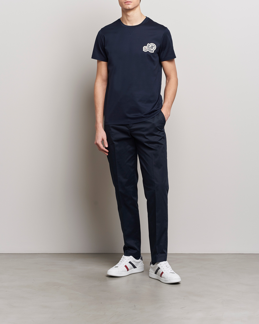 Herr | T-Shirts | Moncler | Double Logo T-Shirt Navy