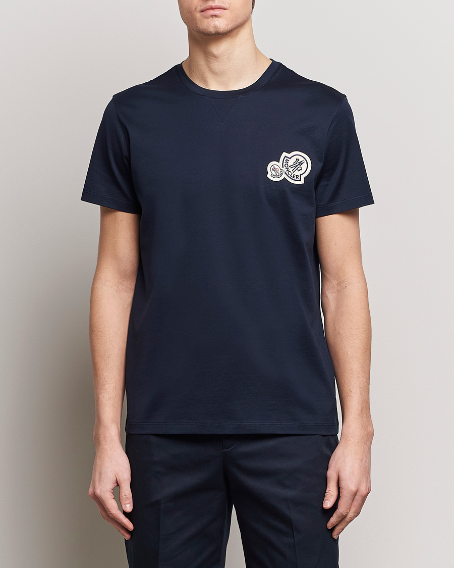 Herr |  | Moncler | Double Logo T-Shirt Navy