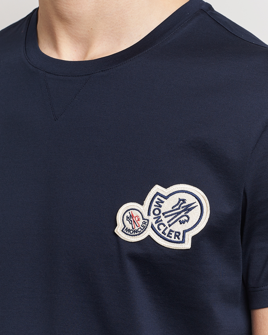 Herr | T-Shirts | Moncler | Double Logo T-Shirt Navy