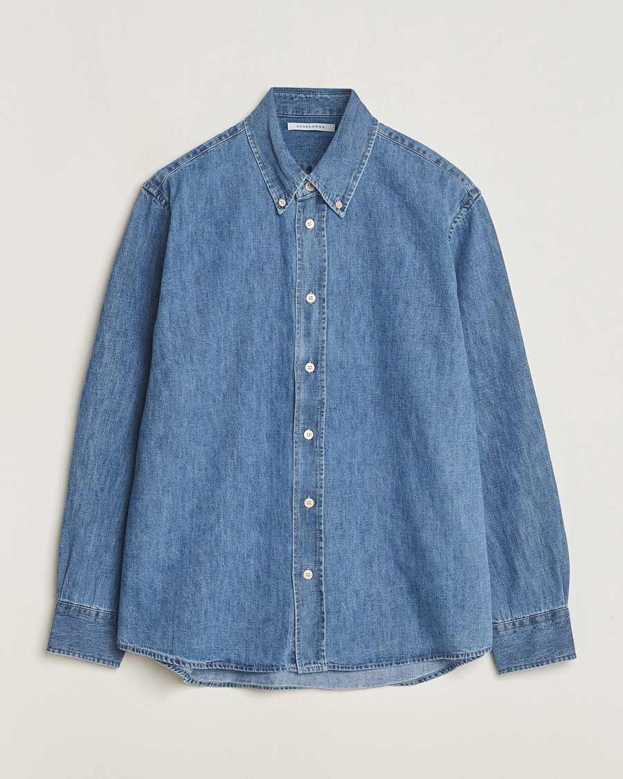 Herr | Skjortor | Sunflower | Denim Button Down Shirt Mid Blue