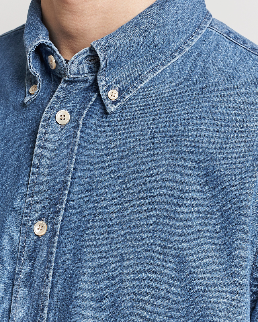 Herr | Skjortor | Sunflower | Denim Button Down Shirt Mid Blue