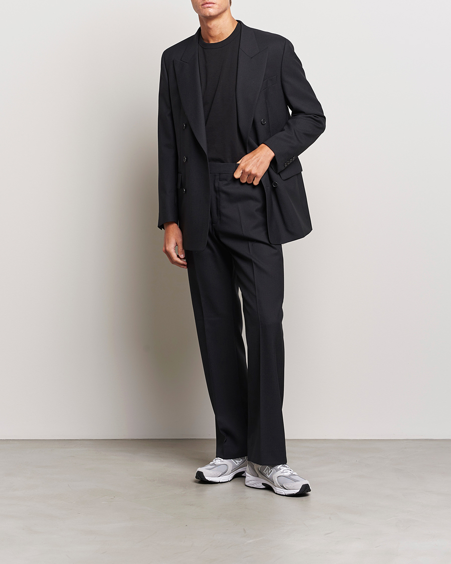 Herr | Byxor | Sunflower | Straight Wool Trousers Black