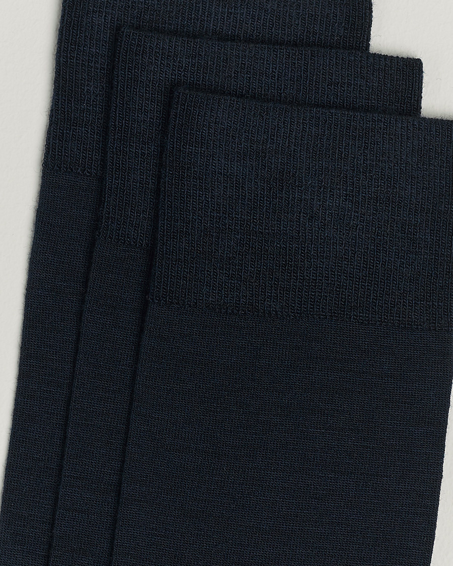 Herr | Avdelningar | Amanda Christensen | 3-Pack Icon Wool/Cotton Socks Dark Navy