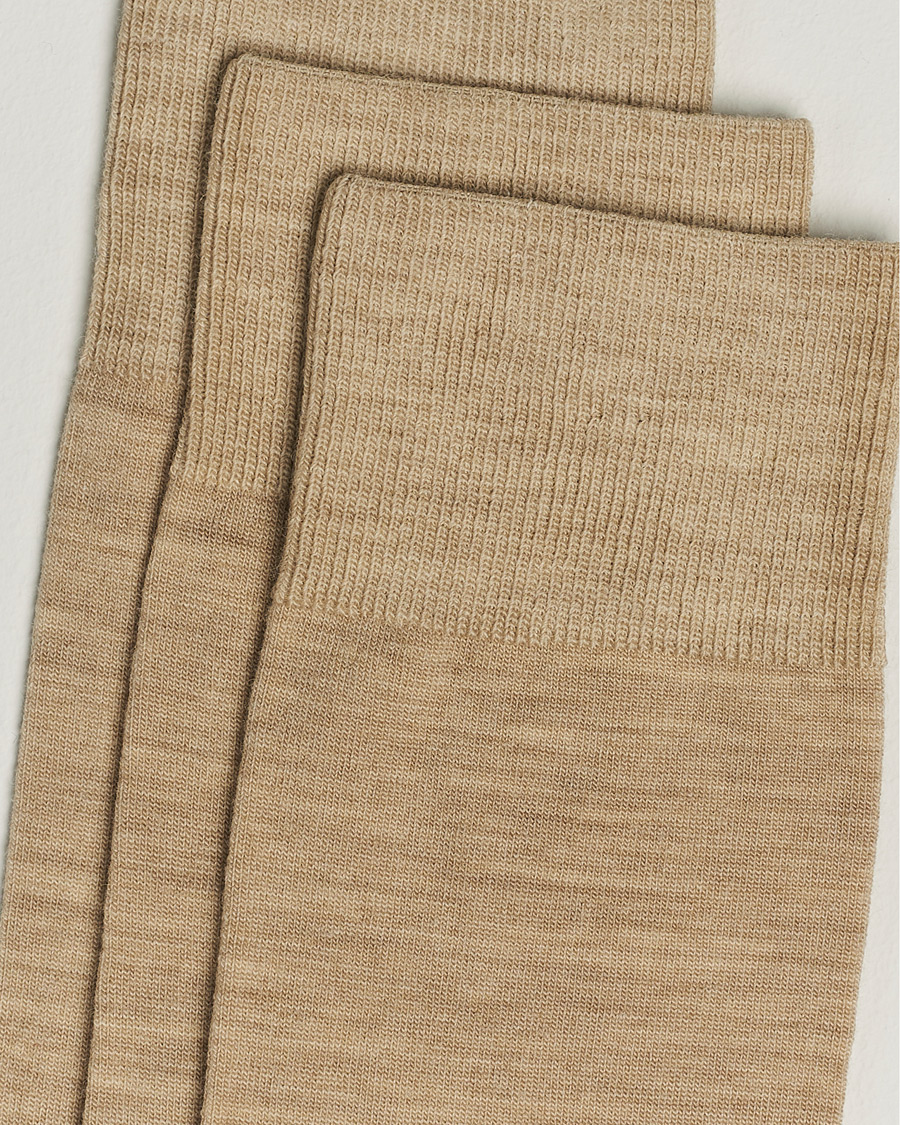 Herr | Amanda Christensen | Amanda Christensen | 3-Pack Icon Wool/Cotton Socks Sand