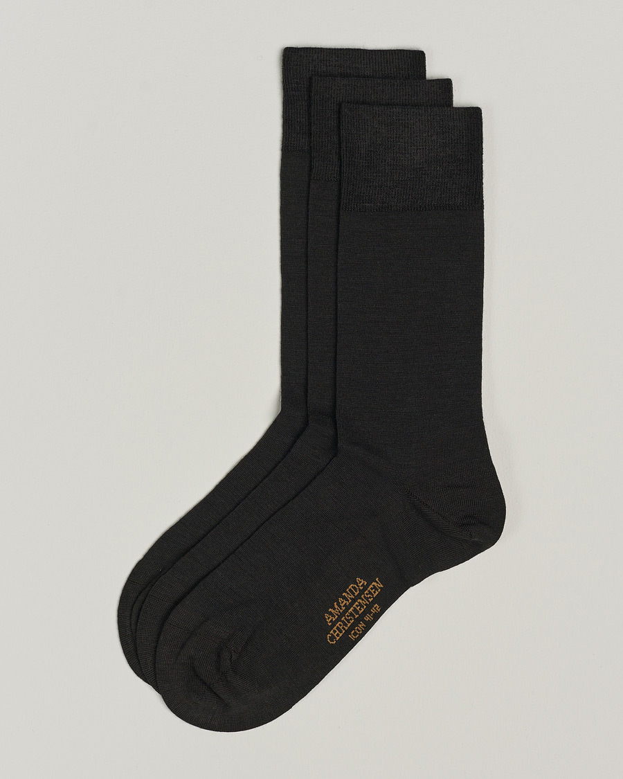 Herr | Underkläder | Amanda Christensen | 3-Pack Icon Wool/Cotton Socks Dark Brown