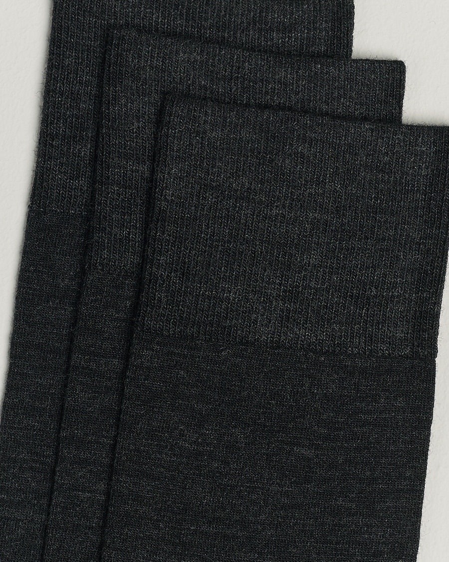 Herr | Vanliga strumpor | Amanda Christensen | 3-Pack Icon Wool/Cotton Socks Antracite Melange