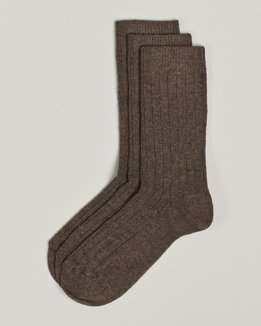Herr | Underkläder | Amanda Christensen | 3-Pack Supreme Wool/Cashmere Sock Brown Melange