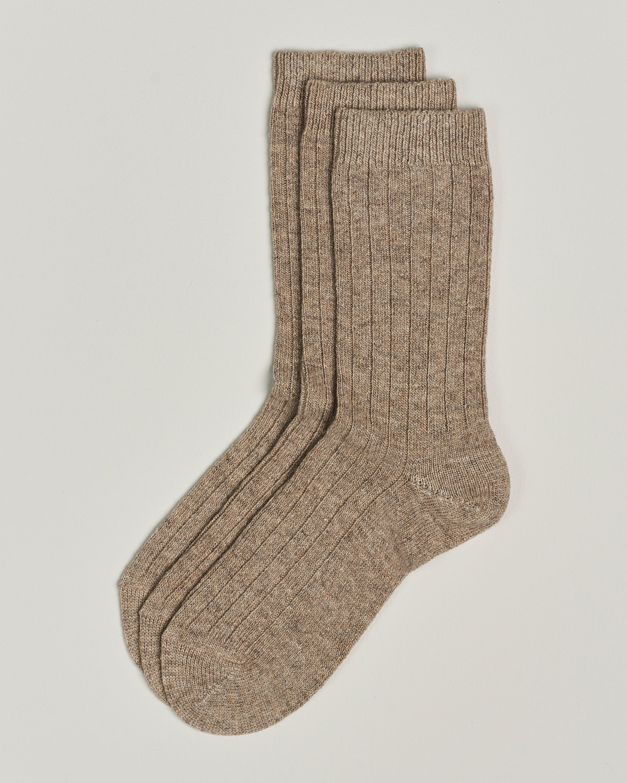 Herr | Underkläder | Amanda Christensen | 3-Pack Supreme Wool/Cashmere Sock Beige Melange