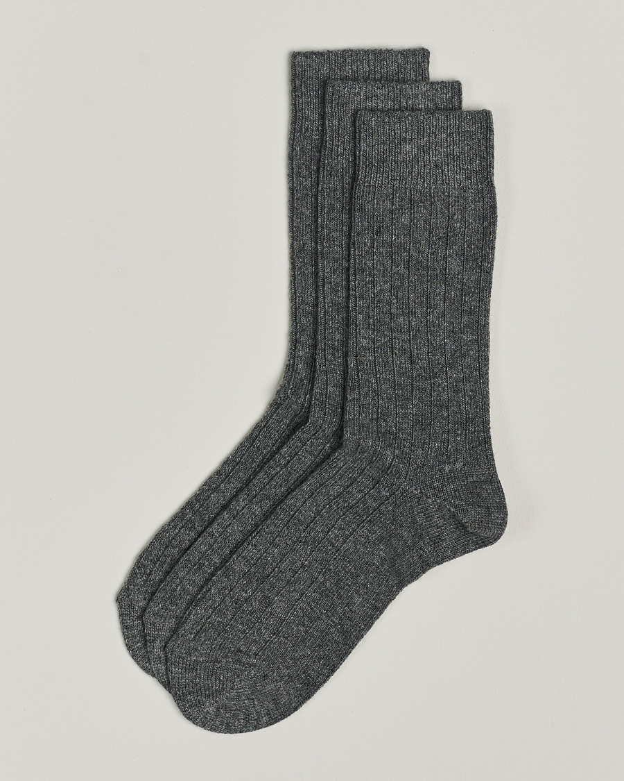 Herr | Underkläder | Amanda Christensen | 3-Pack Supreme Wool/Cashmere Sock Grey Melange