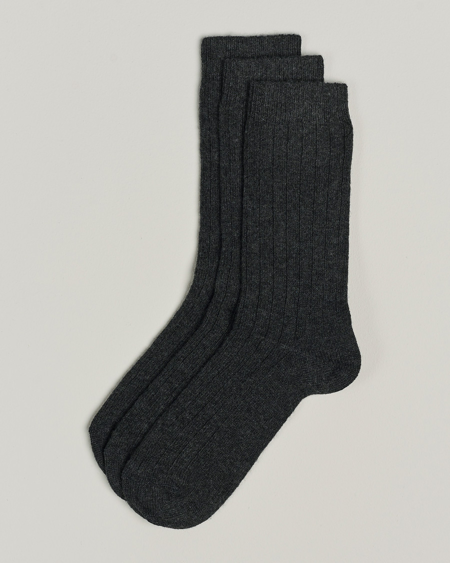 Herr | Underkläder | Amanda Christensen | 3-Pack Supreme Wool/Cashmere Sock Antracite Melange