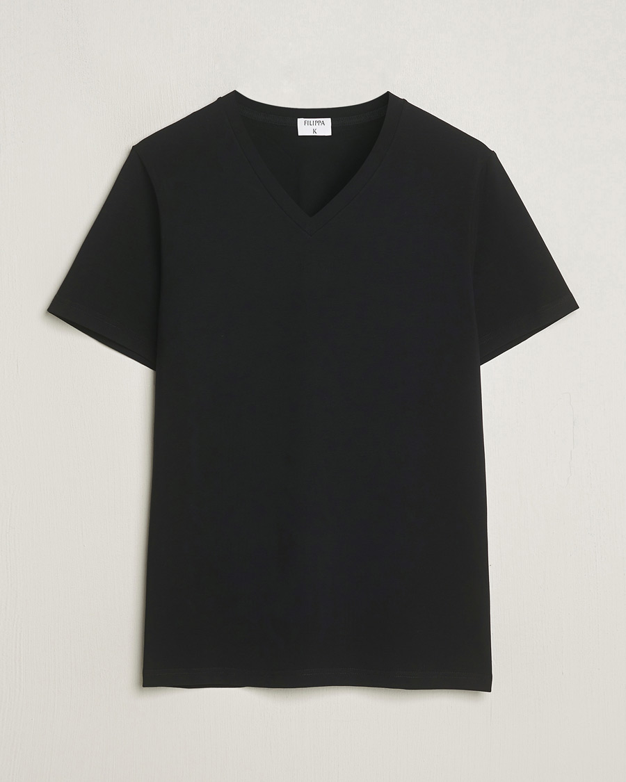 Herr | T-Shirts | Filippa K | Organic Cotton V-Neck T-Shirt Black