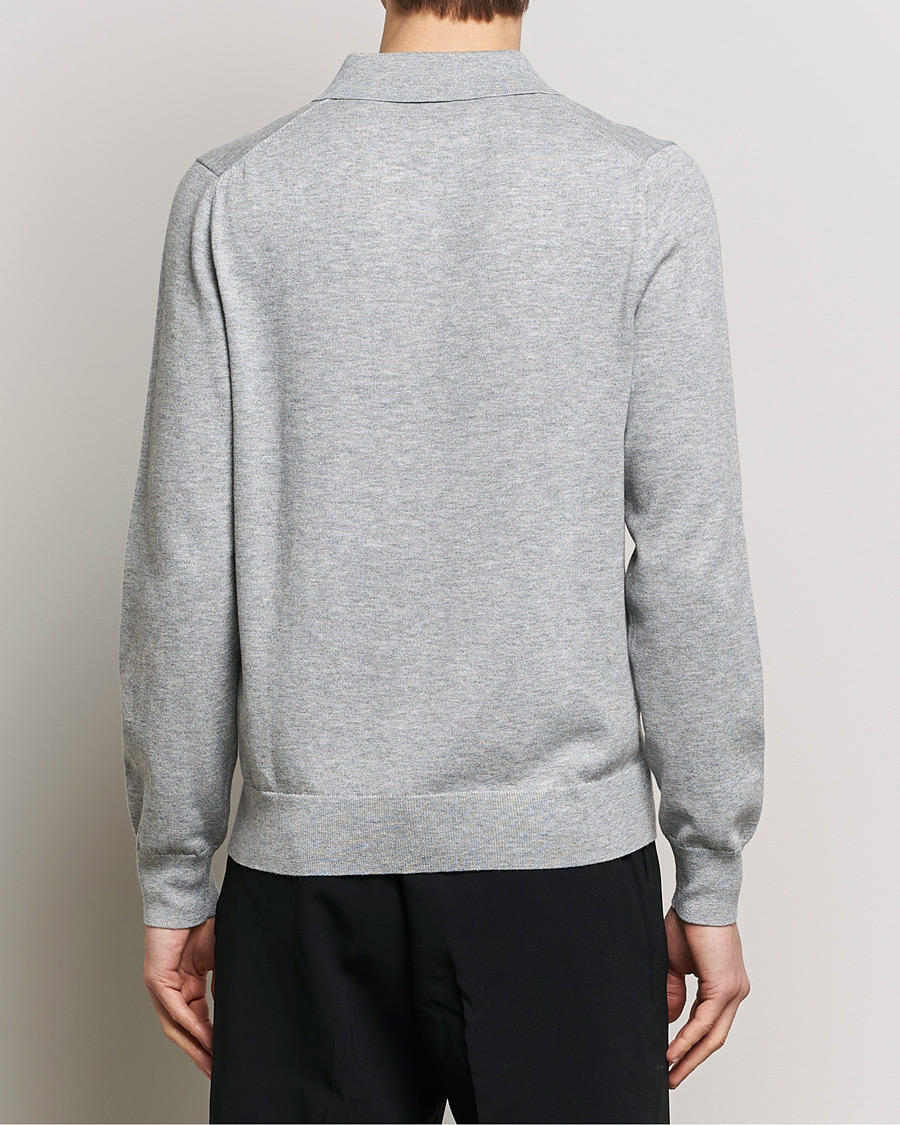 Herr | Tröjor | Filippa K | Knitted Polo Shirt Light Grey Melange