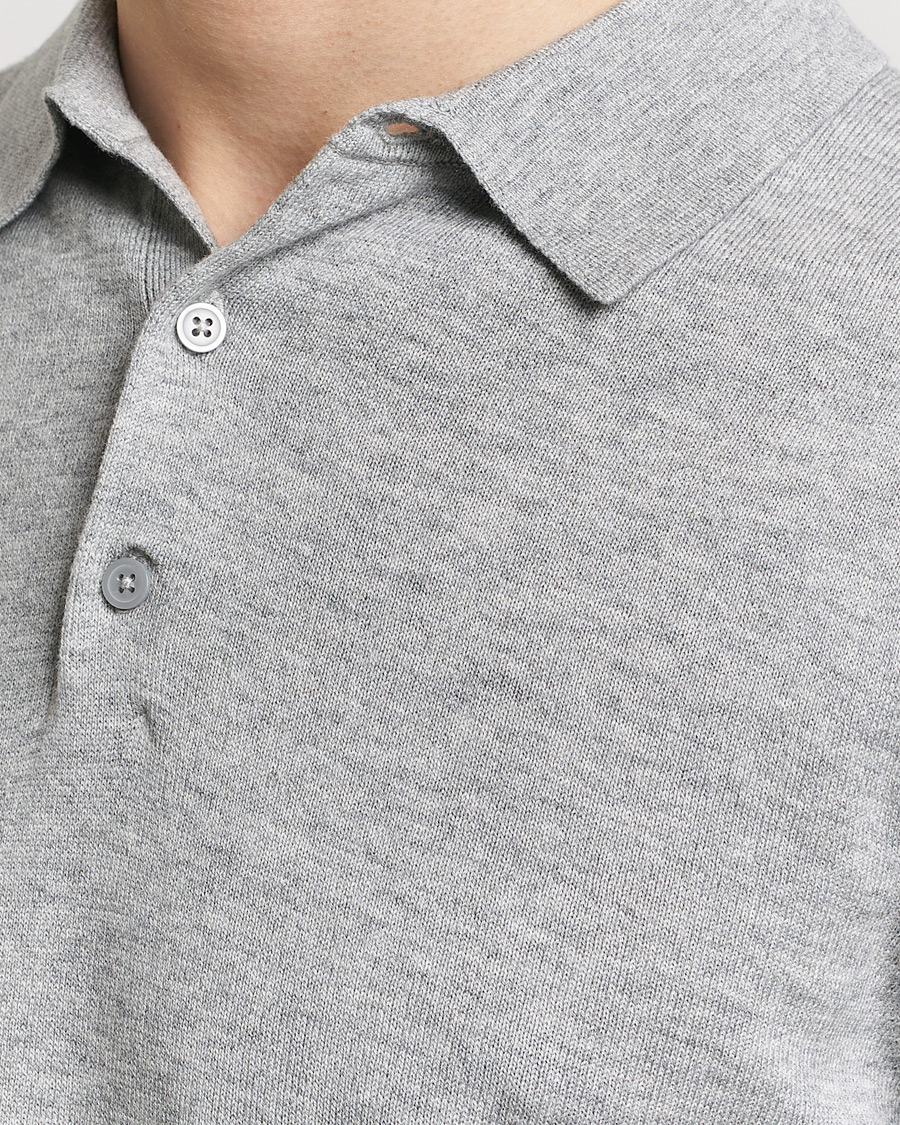 Herr | Tröjor | Filippa K | Knitted Polo Shirt Light Grey Melange