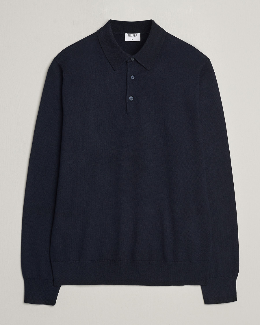 Herr | Tröjor | Filippa K | Knitted Polo Shirt Navy