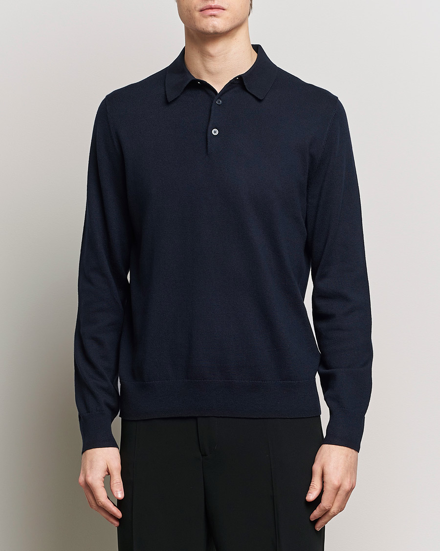 Herr | Stickade pikéer | Filippa K | Knitted Polo Shirt Navy
