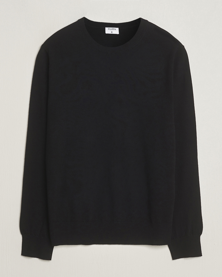Herr | Tröjor | Filippa K | Merino Round Neck Sweater Black