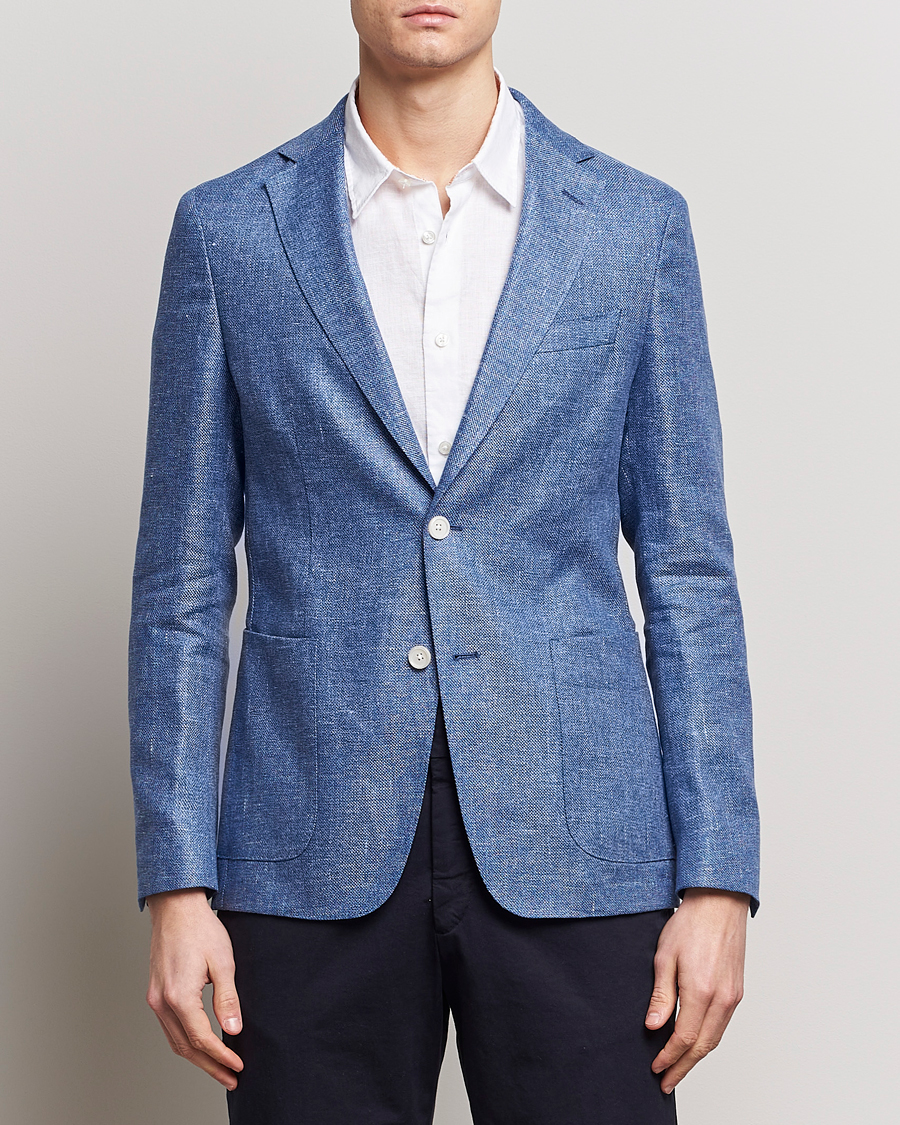 Herr | Kläder | BOSS BLACK | Hanry Linen Blazer Medium Blue