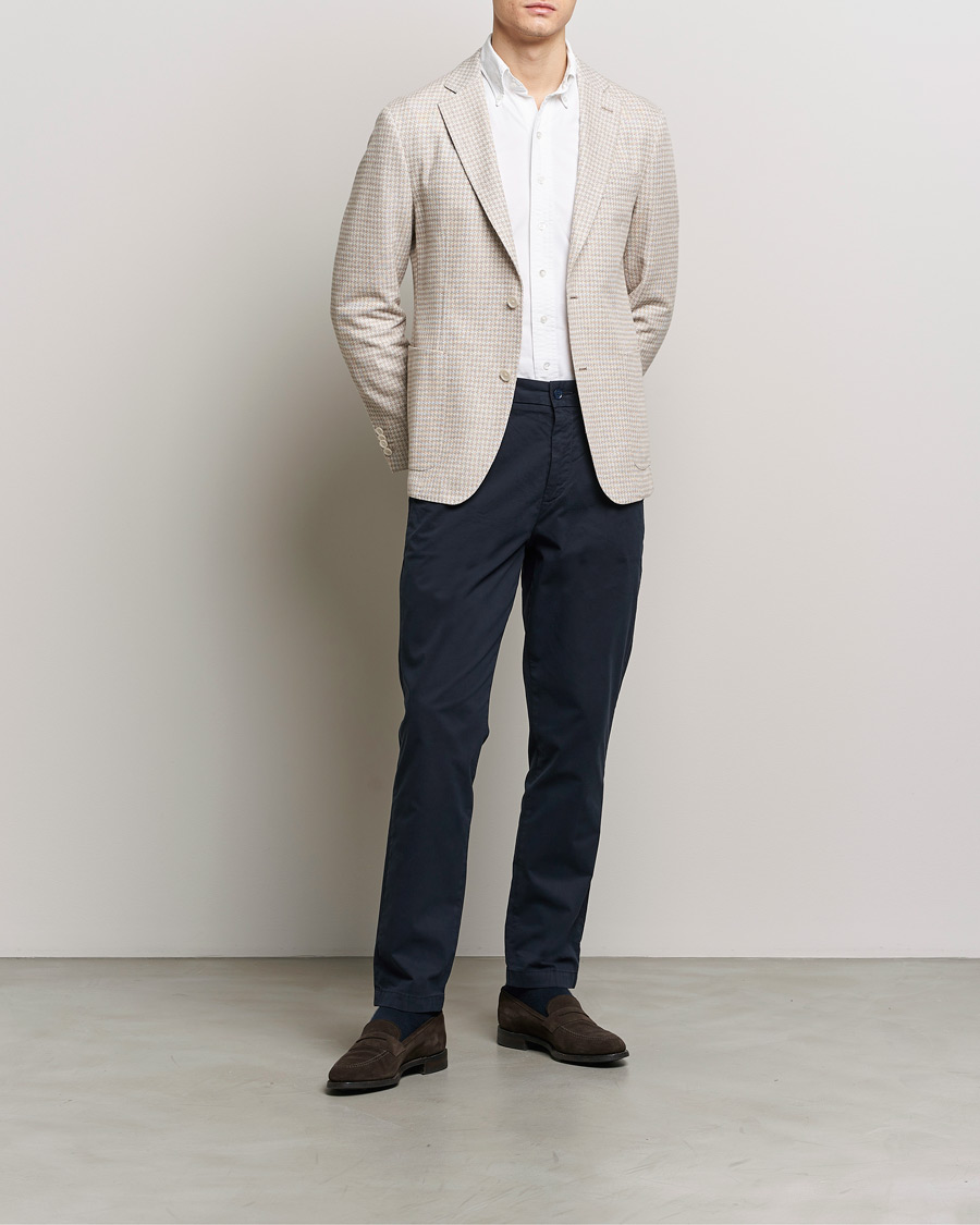 Herr | Kavajer | BOSS BLACK | Hanry Jersey Linen Checked Blazer Dark Beige