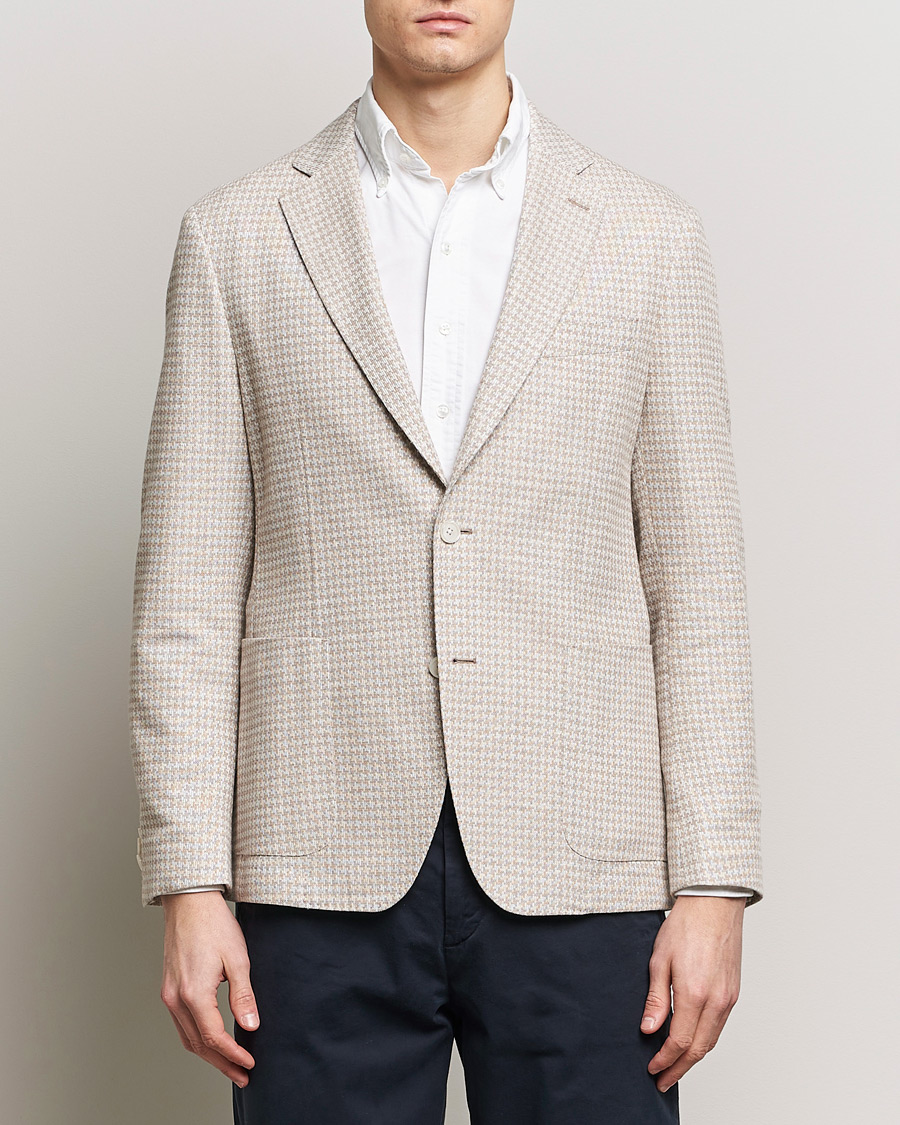 Herr | Kläder | BOSS BLACK | Hanry Jersey Linen Checked Blazer Dark Beige