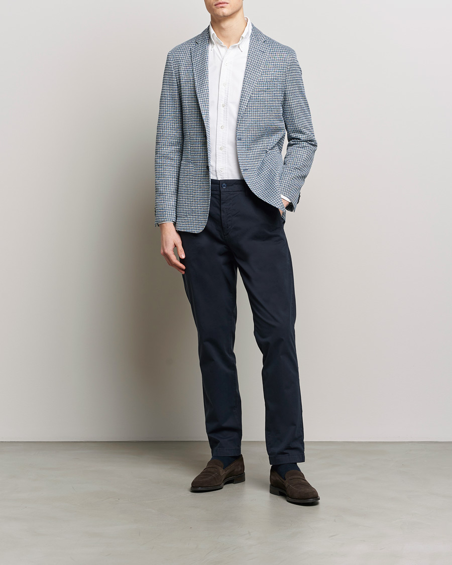 Herr | Kavajer | BOSS BLACK | Hanry Jersey Linen Checked Blazer Bright Blue