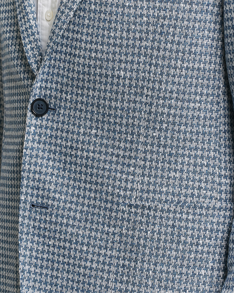 Herr | Kavajer | BOSS BLACK | Hanry Jersey Linen Checked Blazer Bright Blue