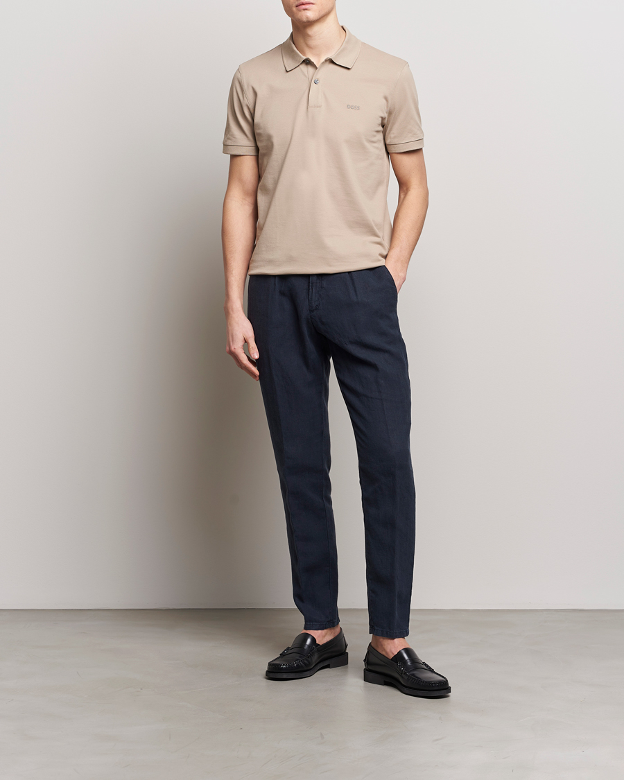 Herr | Byxor | BOSS BLACK | Genius Slim Fit Linen Pants Dark Blue