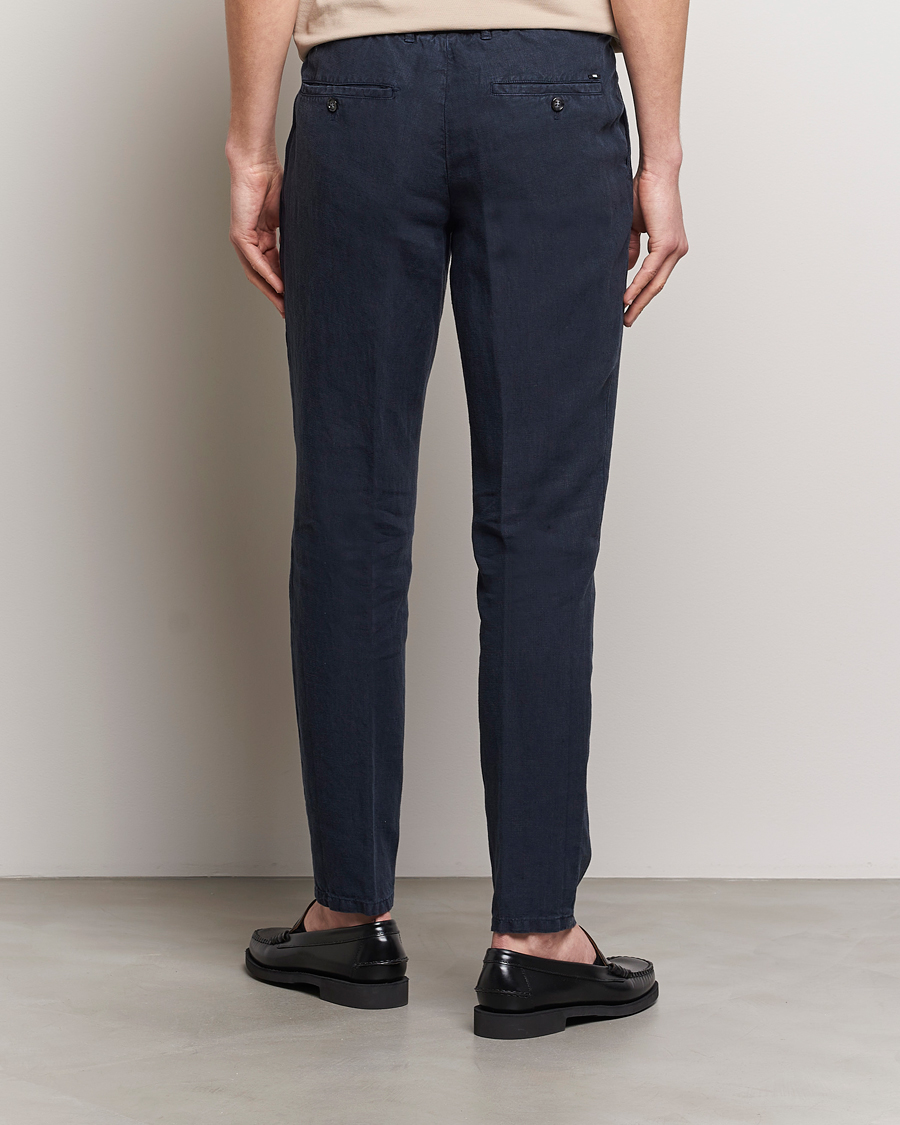 Herr | Byxor | BOSS BLACK | Genius Slim Fit Linen Pants Dark Blue