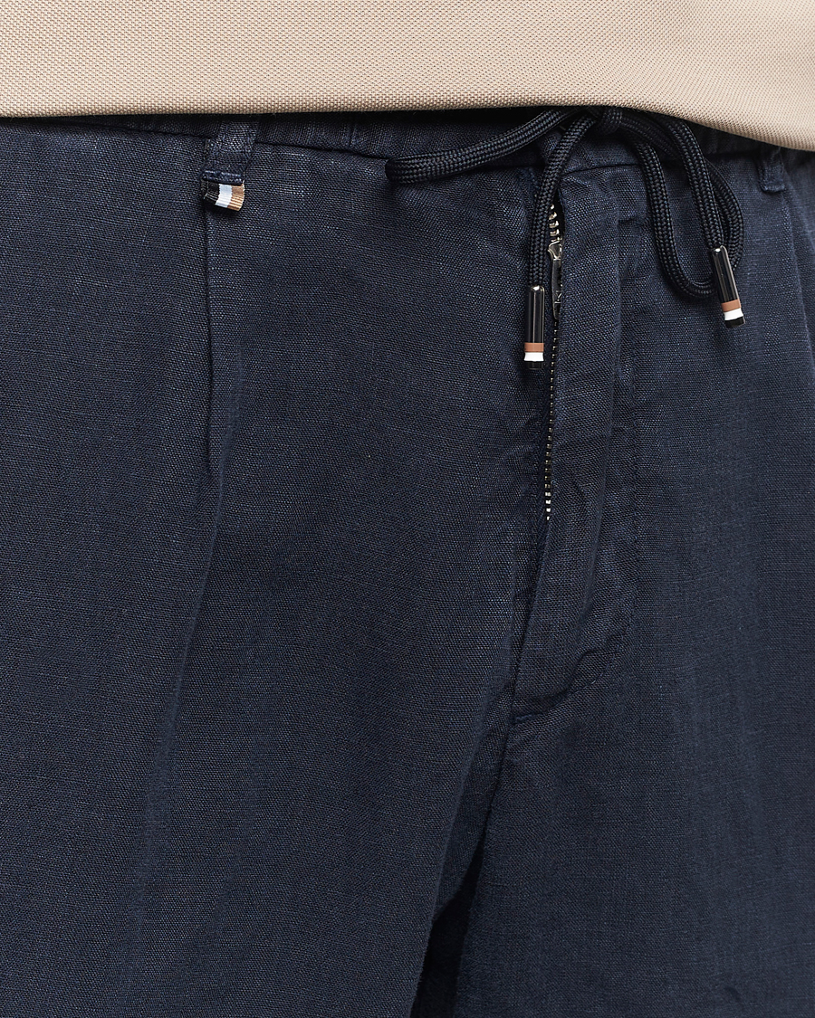 Herr | Byxor | BOSS BLACK | Genius Slim Fit Linen Pants Dark Blue