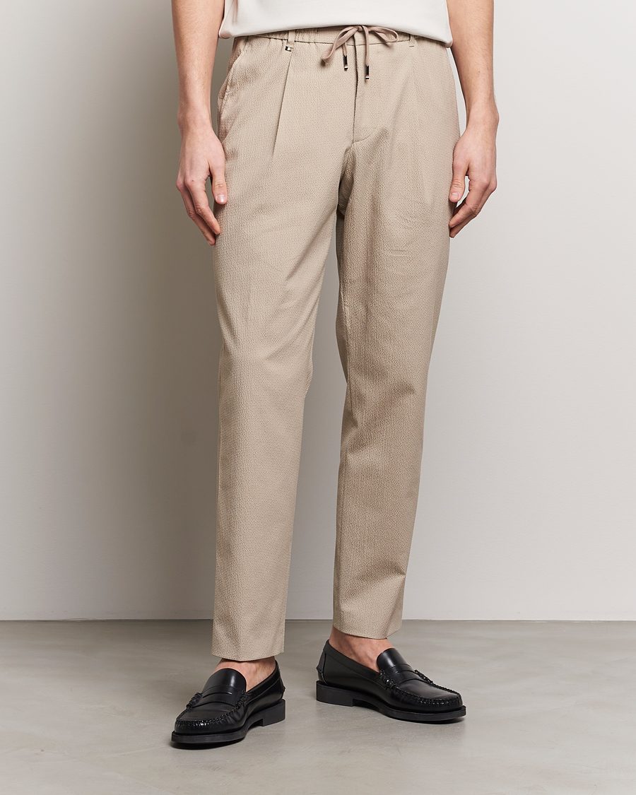 Herr | BOSS | BOSS BLACK | Perin Cotton Seersucker Pants Dark Beige