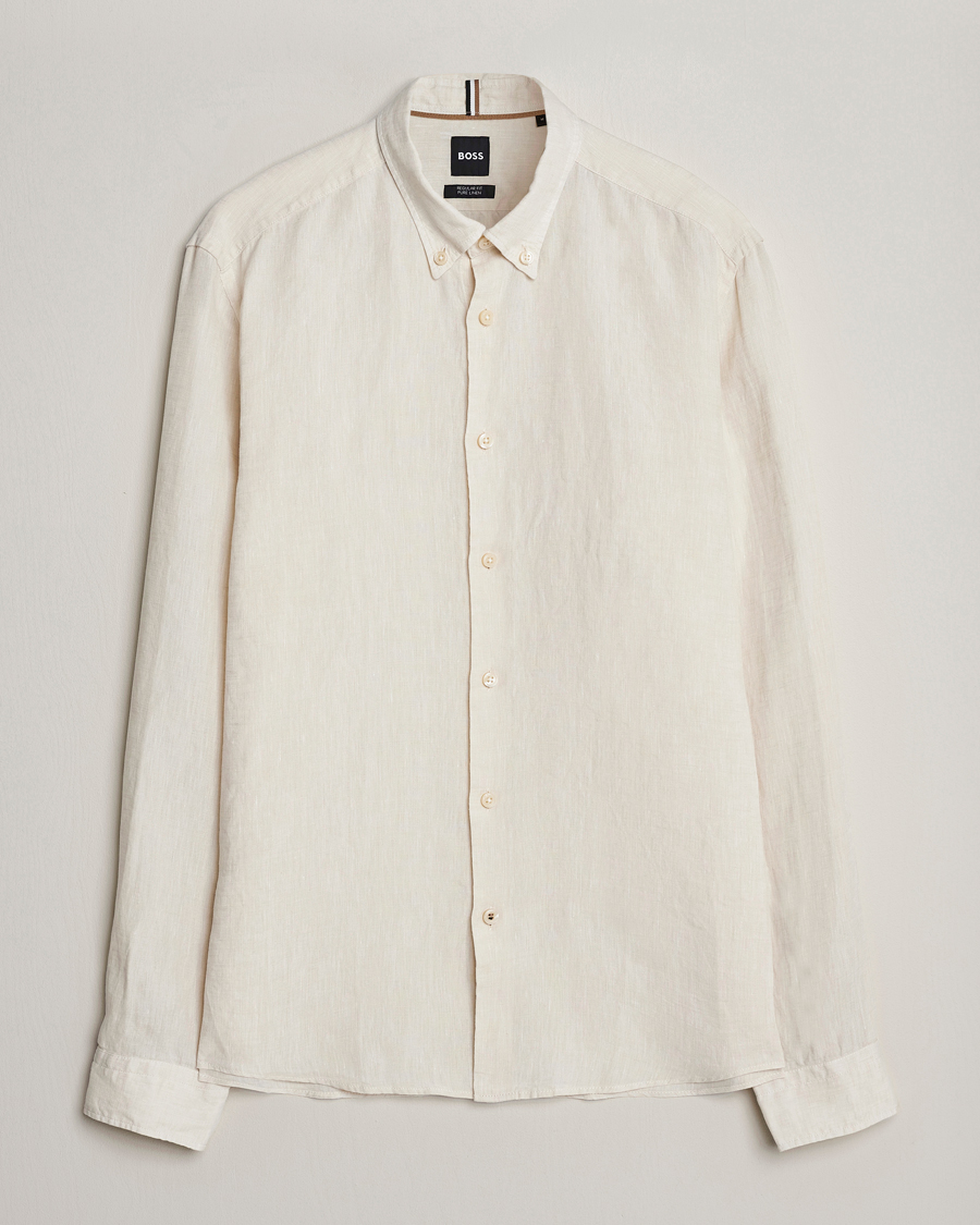 Herr | Skjortor | BOSS BLACK | Liam Linen Shirt Open White