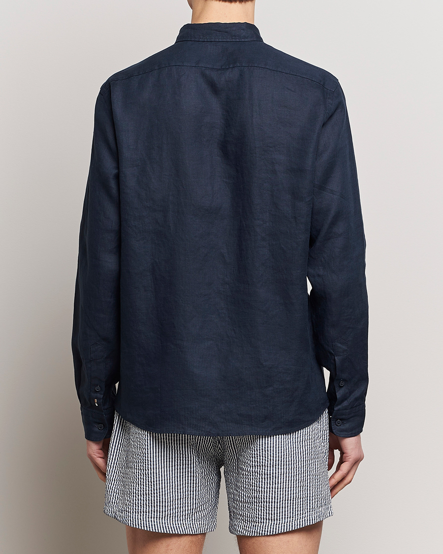 Herr | Skjortor | BOSS BLACK | Liam Linen Shirt Dark Blue