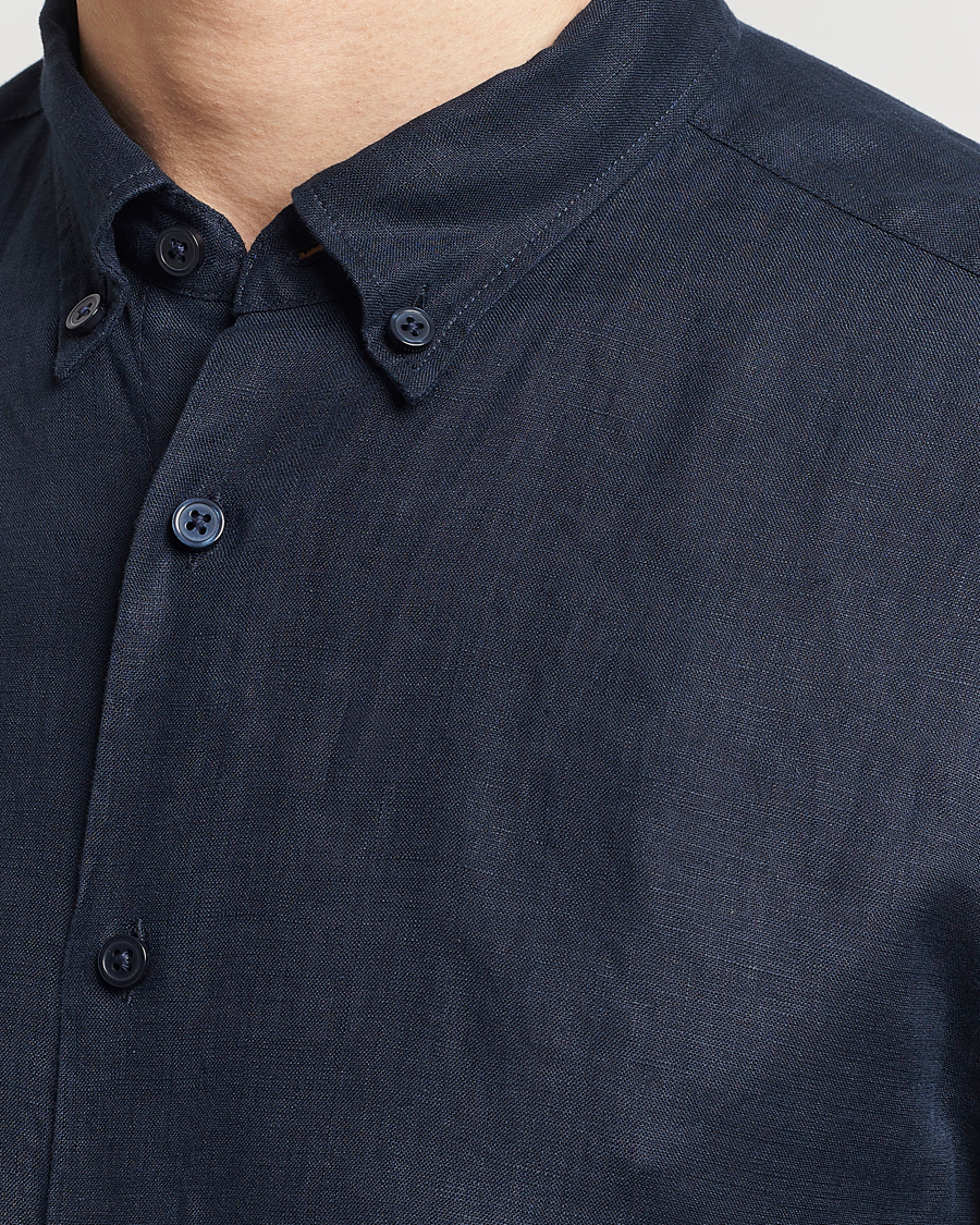 Herr | Skjortor | BOSS BLACK | Liam Linen Shirt Dark Blue