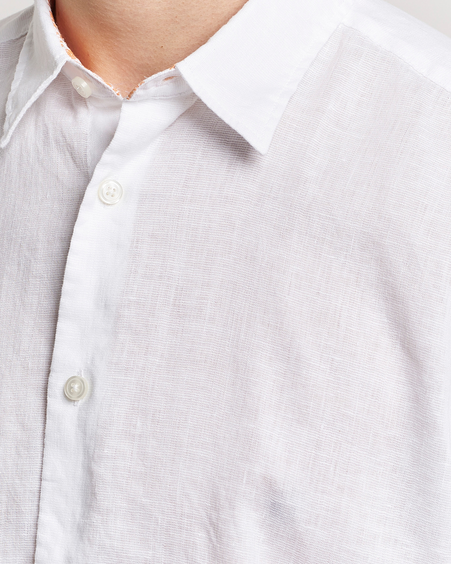Herr | Skjortor | BOSS BLACK | Liam Short Sleeve Linen Shirt White