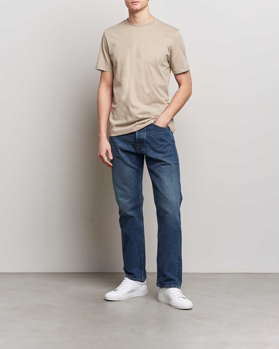 Herr | T-Shirts | BOSS BLACK | Thompson Crew Neck T-Shirt Dark Beige