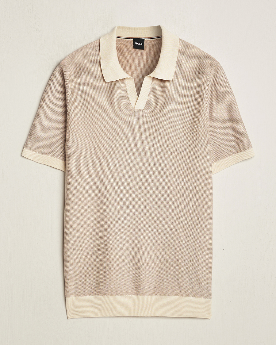 Herr | Pikéer | BOSS BLACK | Tempio Open Collar Polo Open Beige