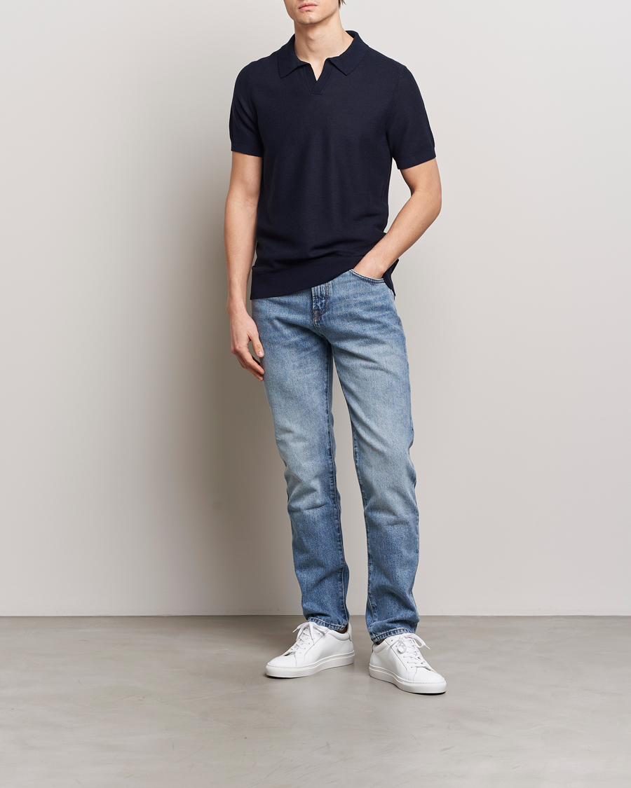 Herr | Pikéer | BOSS BLACK | Tempio Open Collar Polo Dark Blue